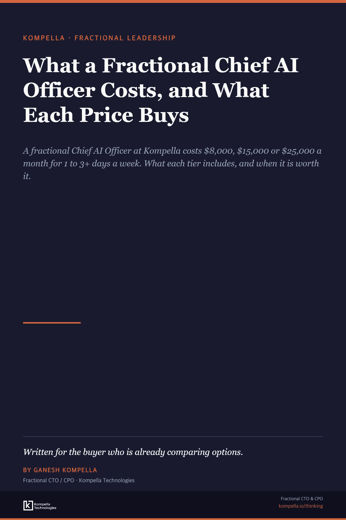 Editorial cover: What a fractional Chief AI Officer costs, and what each price buys.