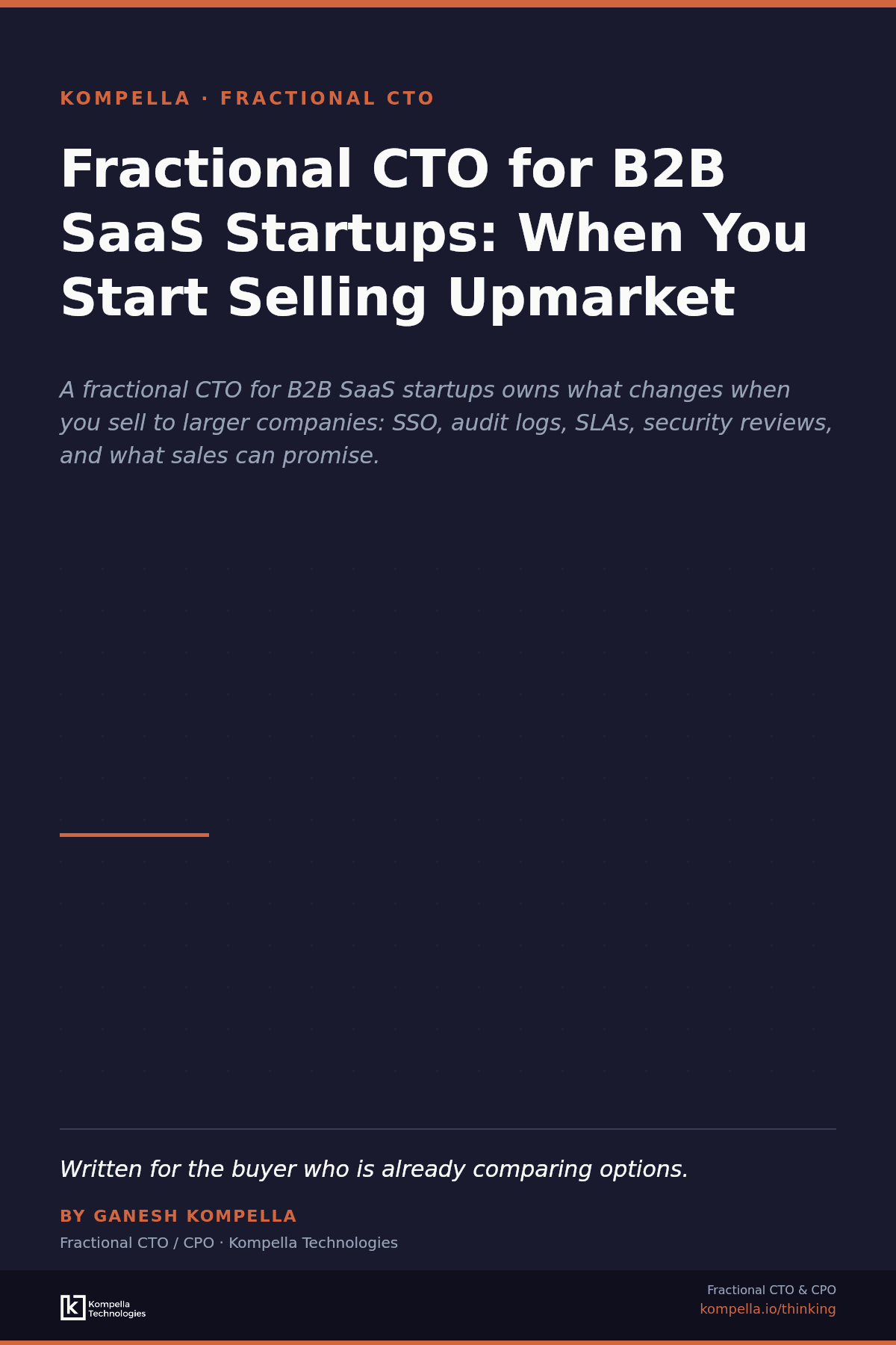 Editorial cover: Fractional CTO for B2B SaaS startups, and what changes when you start selling to larger companies.
